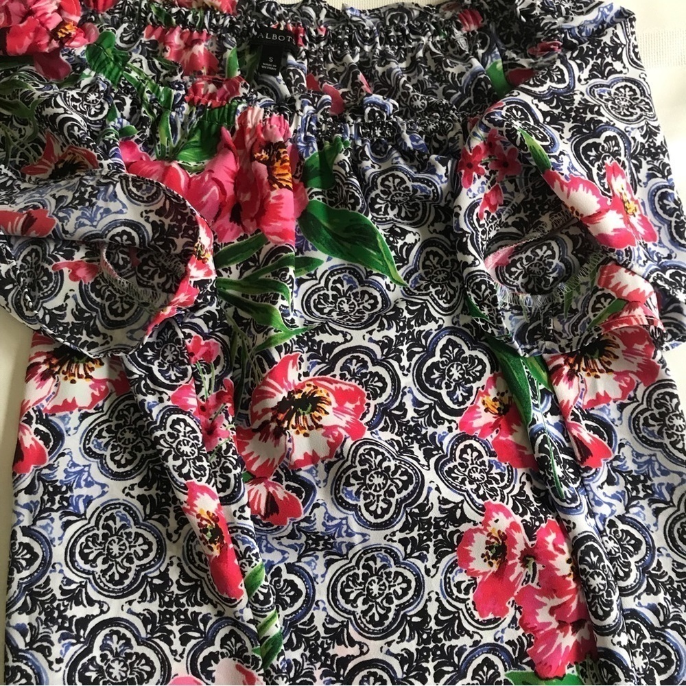 Talbots Floral Tile On/Off Shoulder Short Sleeve Resort Blouse Top NWOT S - Picture 10 of 12